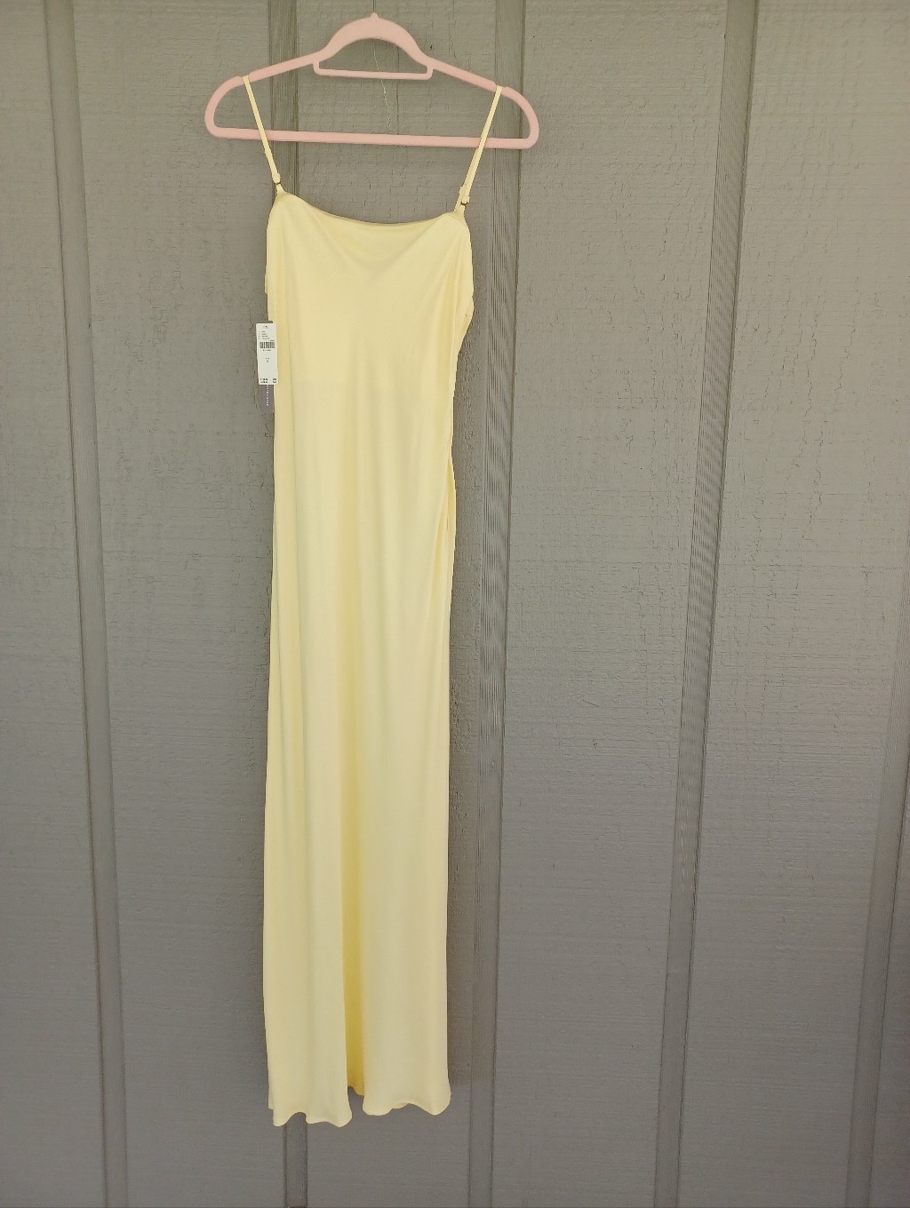 Anthropologie Satin Maxi Dress Size S Viscose Sleeveless Wedding Guest Yellow
